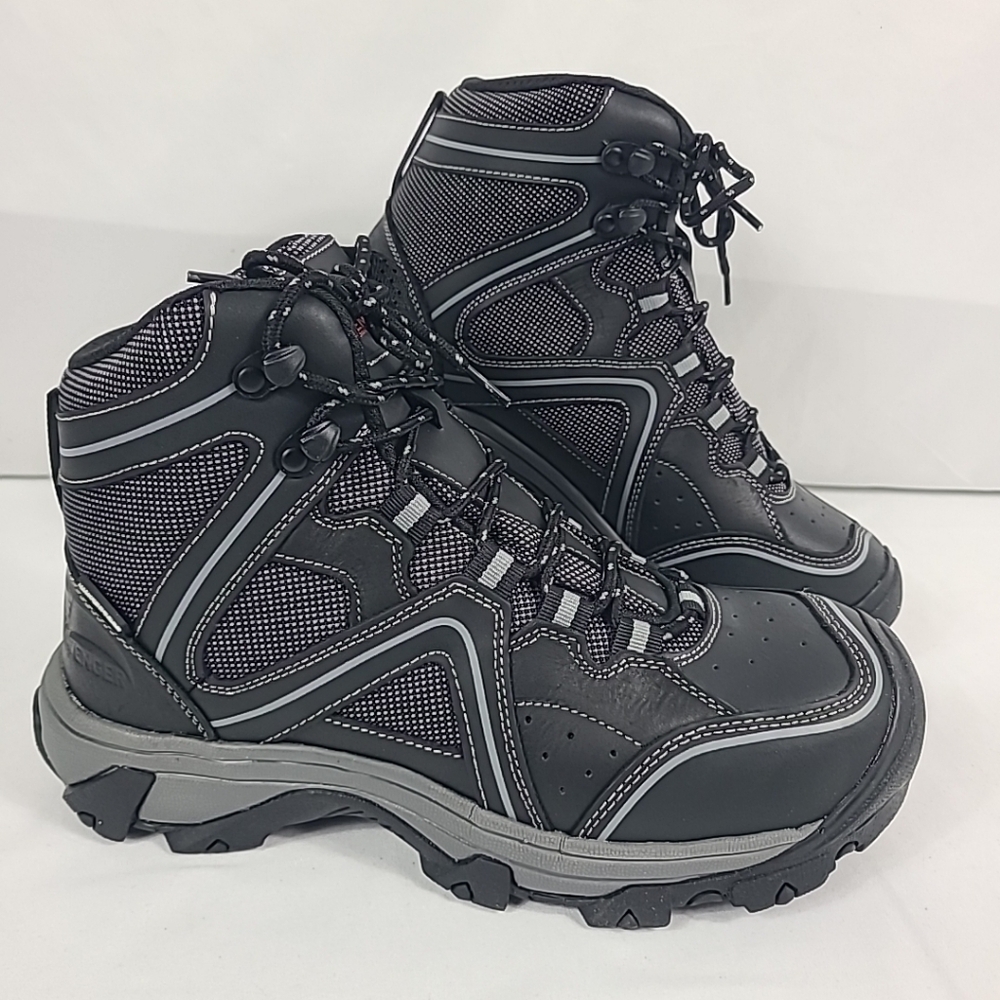 NEW Avenger Men's Black Leather Steel Toe 7712 Crosscut Mid Work Boots Sz 7.5D